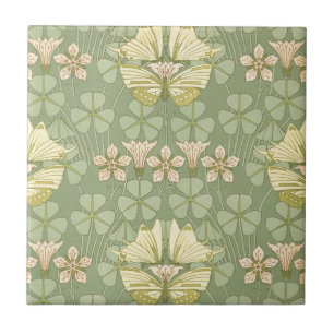 Art nouveau butterflies tile