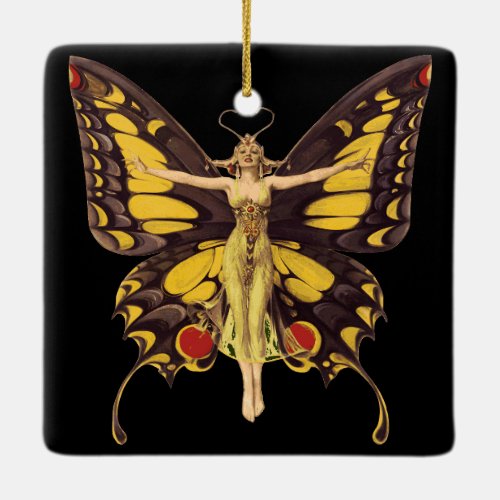 Art Nouveau Butterfly Fairy Ceramic Ornament