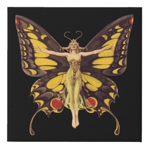 Art Nouveau Butterfly Fairy Faux Canvas Print