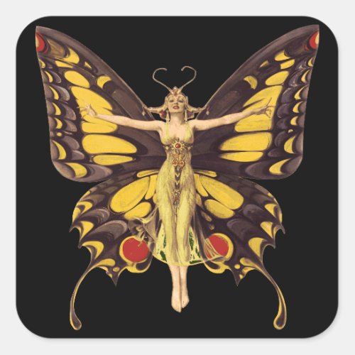 Art Nouveau Butterfly Fairy Square Sticker