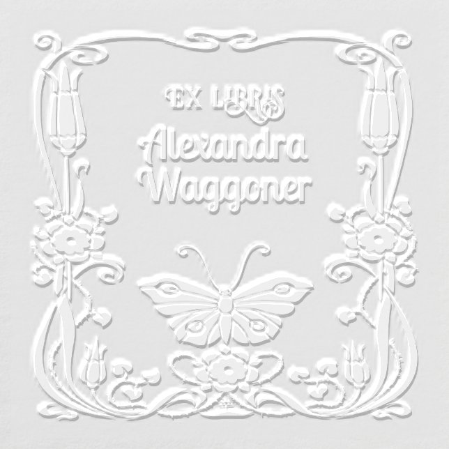 Art Nouveau Butterfly Frame Ex Libris Library Book Embosser (Design)