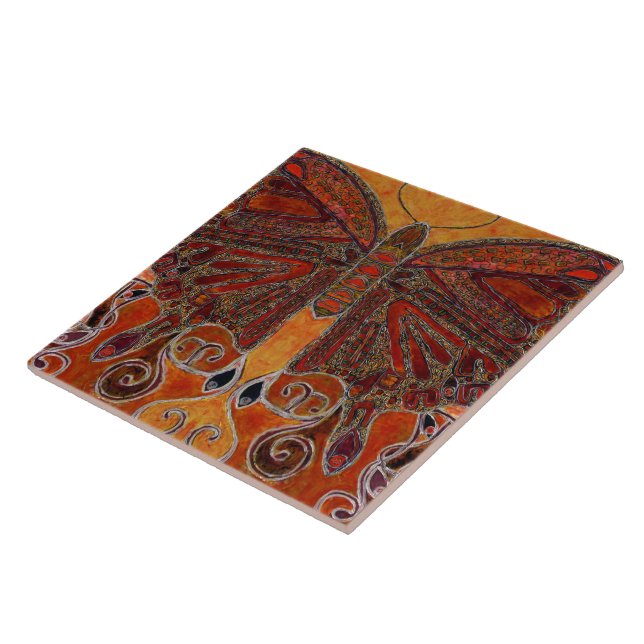 Art Nouveau Butterfly (painting) Ceramic Tile (Side)