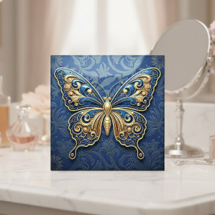 Art Nouveau Butterfly Pat#2 Blue ID1222 Ceramic Tile