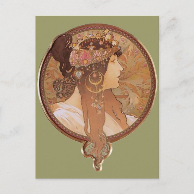 Art Nouveau - Byzantine Head, The Brunette Postcard (Front)