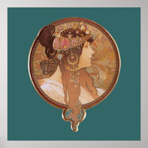 Art Nouveau _ Byzantine Head The Brunette Poster