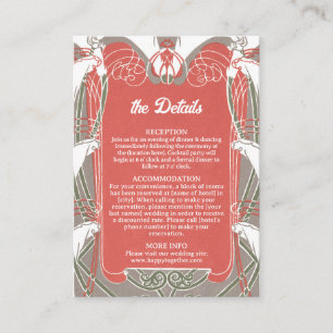 Art Nouveau Calla Lily Elegance Wedding Details Enclosure Card