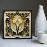 Art Nouveau Calla Lily Symmetrical Floral Wall Art Ceramic Tile<br><div class="desc">Add a touch of timeless grace to your home with this exquisite ceramic tile, featuring a symmetrical floral calla lily pattern inspired by the enchanting Art Nouveau era. This period was known for its innovative designs, blending nature and art to create mesmerizing patterns that have captivated generations. The calla lily,...</div>
