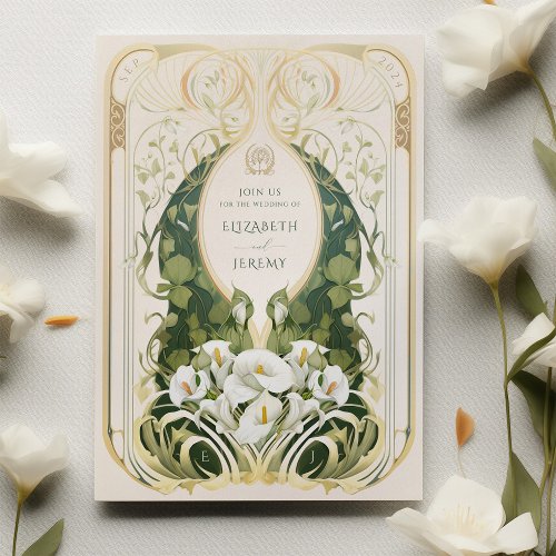 Art Nouveau Calla Lily Wedding Invitation
