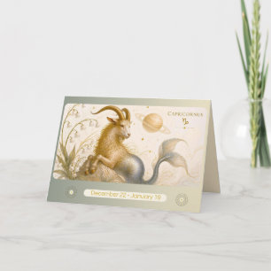 Art Nouveau Capricorn Zodiac Greeting Card