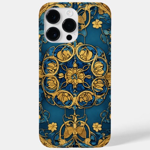 Art Nouveau card back blue pattern Case_Mate iPhone 14 Pro Max Case