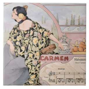 Art Nouveau Carmen Habanera Print – Vintage Opera  Ceramic Tile