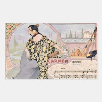 Art Nouveau Carmen Habanera Print – Vintage Opera  Rectangular Sticker