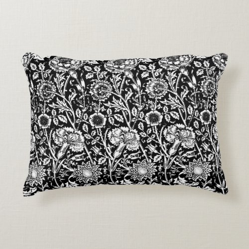 Art Nouveau Carnation Damask Black and White Accent Pillow