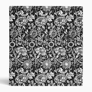 Art Nouveau Carnation Damask, Black and White Binder