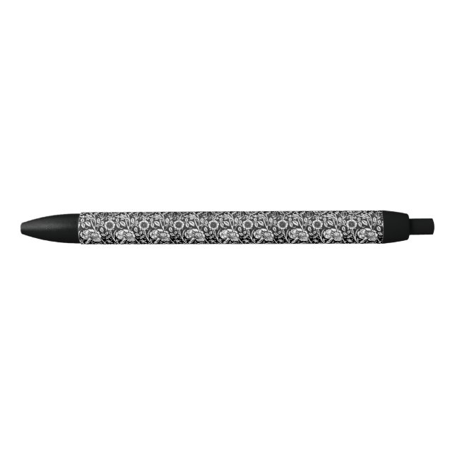 Art Nouveau Carnation Damask, Black and White Pen (Front)