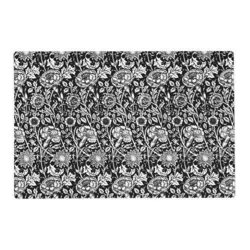 Art Nouveau Carnation Damask Black and White Placemat