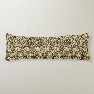 Art Nouveau Carnation Damask, Brown and Cream Body Pillow