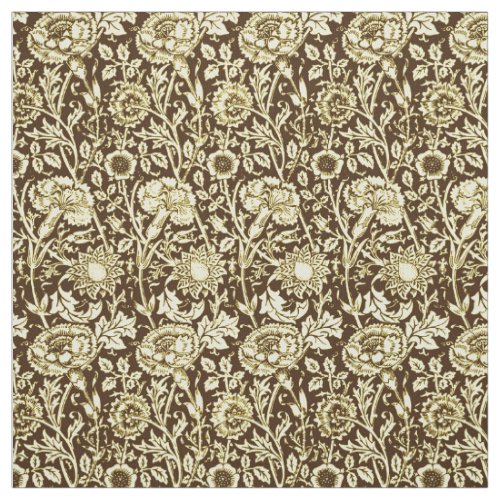 Art Nouveau Carnation Damask Brown and Cream Fabric