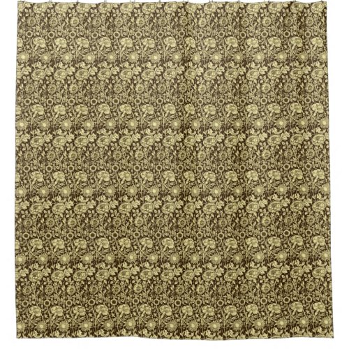 Art Nouveau Carnation Damask Brown and Cream Shower Curtain