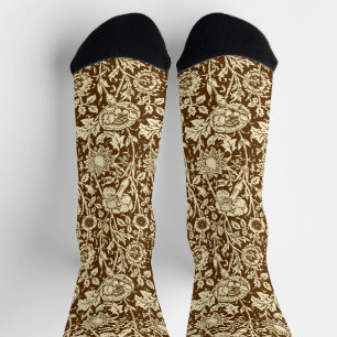 Art Nouveau Carnation Damask, Brown and Cream Socks