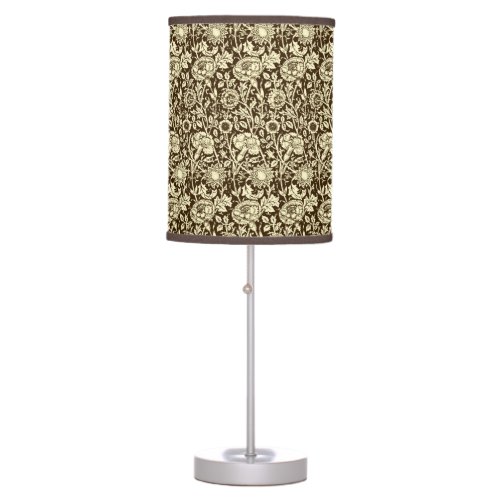 Art Nouveau Carnation Damask Brown and Cream Table Lamp