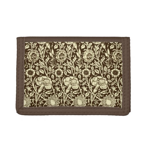 Art Nouveau Carnation Damask Brown and Cream Trifold Wallet