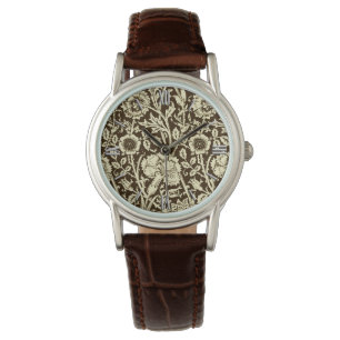 Art Nouveau Carnation Damask, Brown and Cream Watch