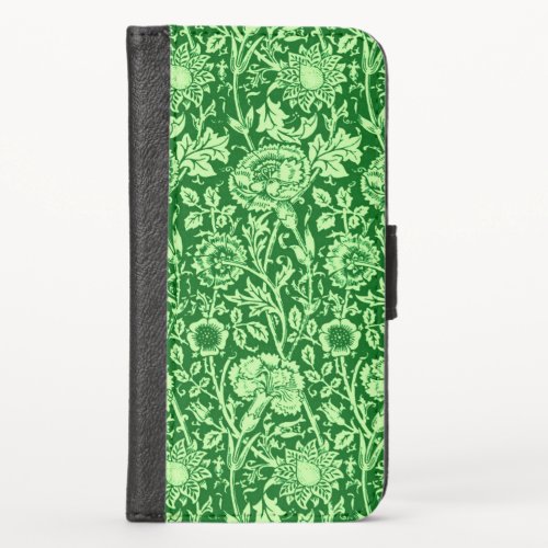 Art Nouveau Carnation Damask Emerald Green iPhone X Wallet Case