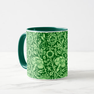 Art Nouveau Carnation Damask, Emerald Green Mug