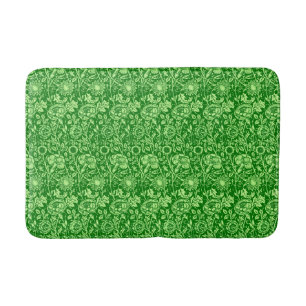 Art Nouveau Carnation Damask, Forest Green Bathroom Mat