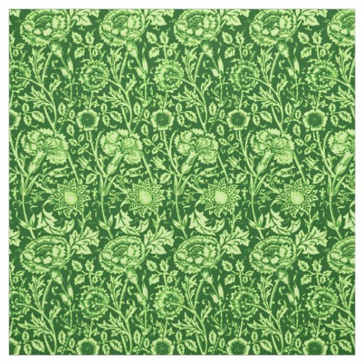 Art Nouveau Carnation Damask, Forest Green Fabric