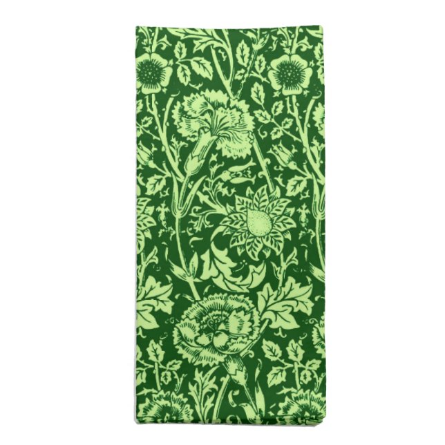 Art Nouveau Carnation Damask, Forest Green Napkin (Folded)