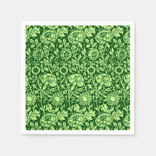 Art Nouveau Carnation Damask, Forest Green Paper Napkins