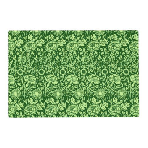 Art Nouveau Carnation Damask Forest Green Placemat