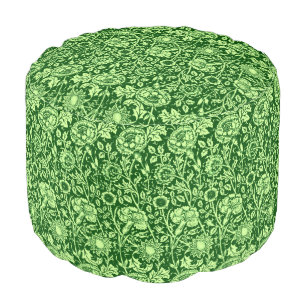 Art Nouveau Carnation Damask, Forest Green Pouf