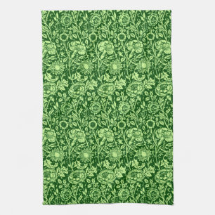 Art Nouveau Carnation Damask, Forest Green Towel