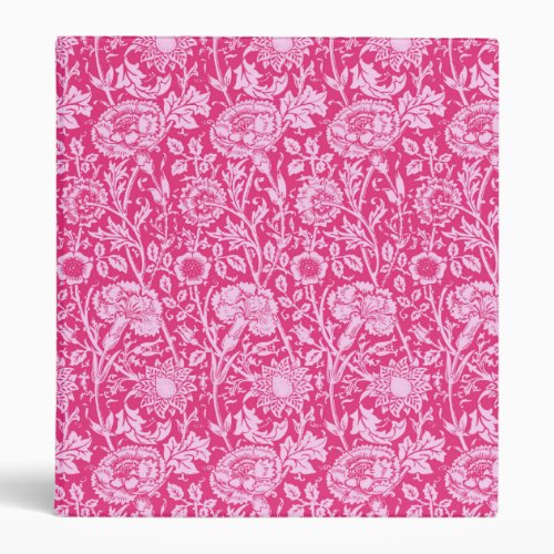 Art Nouveau Carnation Damask Fuchsia Pink 3 Ring Binder