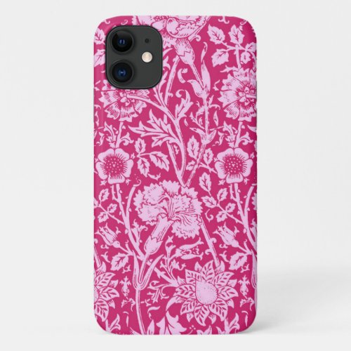 Art Nouveau Carnation Damask Fuchsia Pink iPhone 11 Case