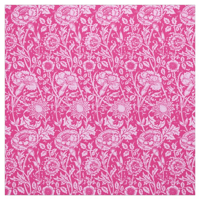 Art Nouveau Carnation Damask, Fuchsia Pink Fabric (Swatch)