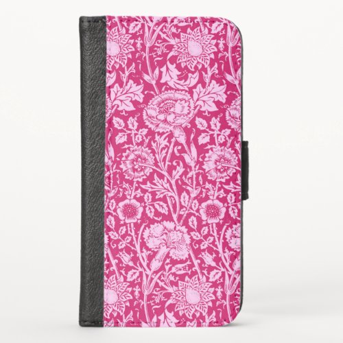 Art Nouveau Carnation Damask Fuchsia Pink iPhone X Wallet Case