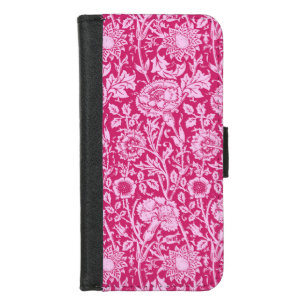 Art Nouveau Carnation Damask, Fuchsia Pink iPhone 8/7 Wallet Case