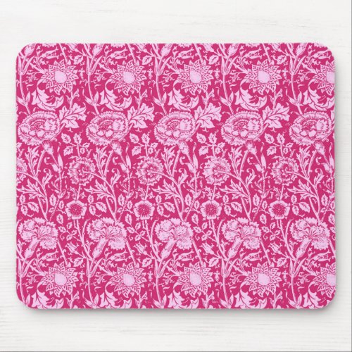 Art Nouveau Carnation Damask Fuchsia Pink Mouse Pad