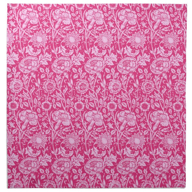 Art Nouveau Carnation Damask, Fuchsia Pink Napkin (Front)