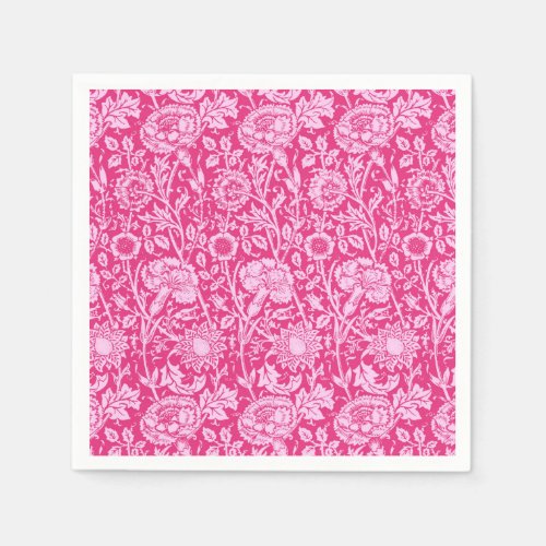 Art Nouveau Carnation Damask Fuchsia Pink Napkins