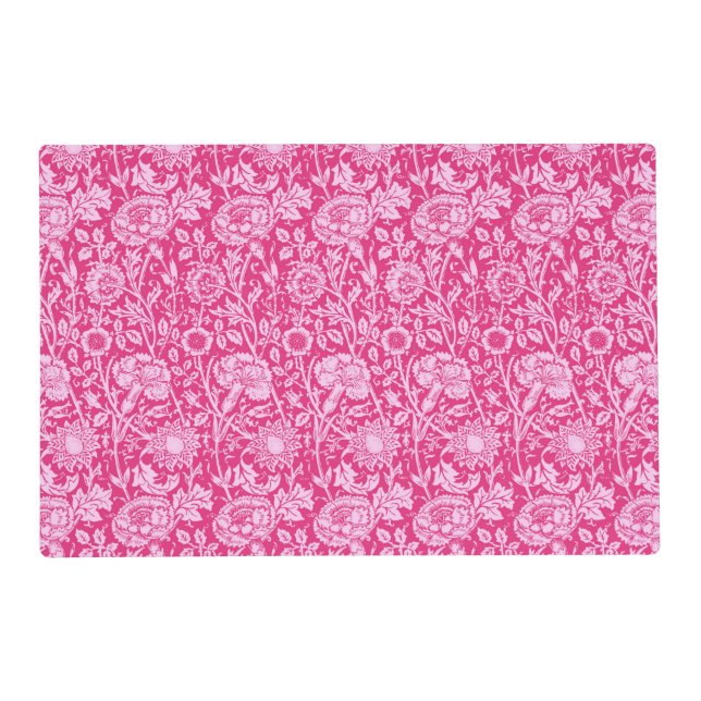Art Nouveau Carnation Damask, Fuchsia Pink Placemat (Front)