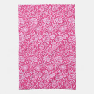 Art Nouveau Carnation Damask, Fuchsia Pink Towel