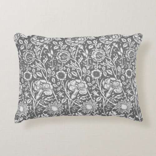 Art Nouveau Carnation Damask Gray  Grey Decorative Pillow