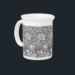 Art Nouveau Carnation Damask, Gray / Grey Drink Pitcher<br><div class="desc">Art Nouveau pattern based on a vintage William Morris floral damask wallpaper pattern,  digitally enhanced and colored in light silver grey / gray on a deeper graphite background</div>