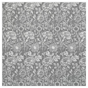 Art Nouveau Carnation Damask, Gray / Grey Fabric