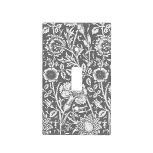 Art Nouveau Carnation Damask, Gray / Grey Light Switch Cover